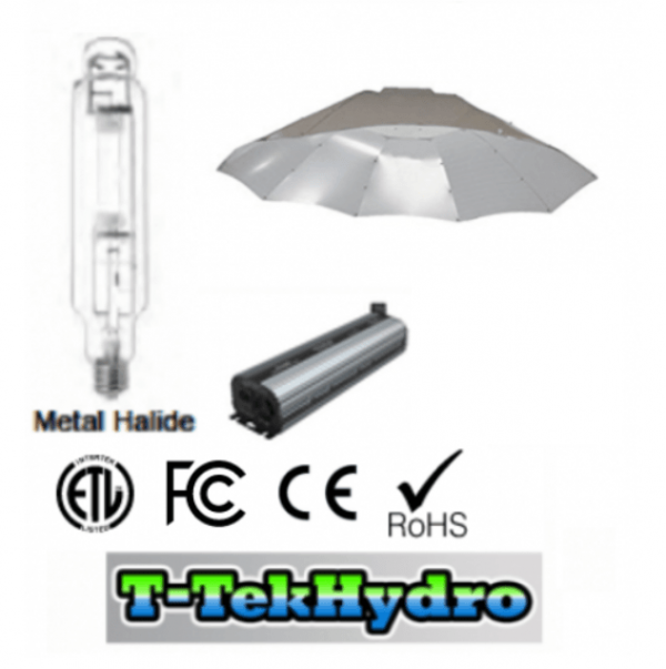 ELECTRONIC DIMMABLE 1000W BALLAST FAN COOLED – 1000W Metal Halide GROW LAMP – Chrome 4ft Reflector Complete Kit