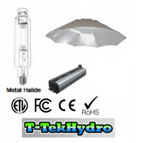 ELECTRONIC DIMMABLE 600W Ballast FAN COOLED – 600W Metal Halide GROW LAMP – Parabolic Chrome 4ft Reflector Complete Kit