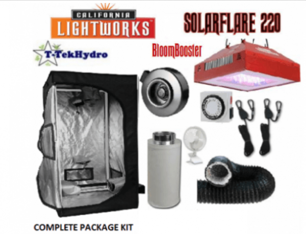 T-TekHydro GROW TENT 4ft x 4ft x 6 12ft – SolarFlare 220W LED FullCycle – Fan-Filter Complete Kit