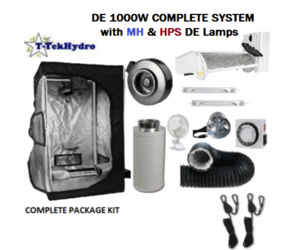 T-TekHydro GROW TENT 6 13ft x 6 13ft x 6 13ft-T-TekHydro INNOVATIVE DE 1000MH&HPS-Fan-Filter4- Complete Kit
